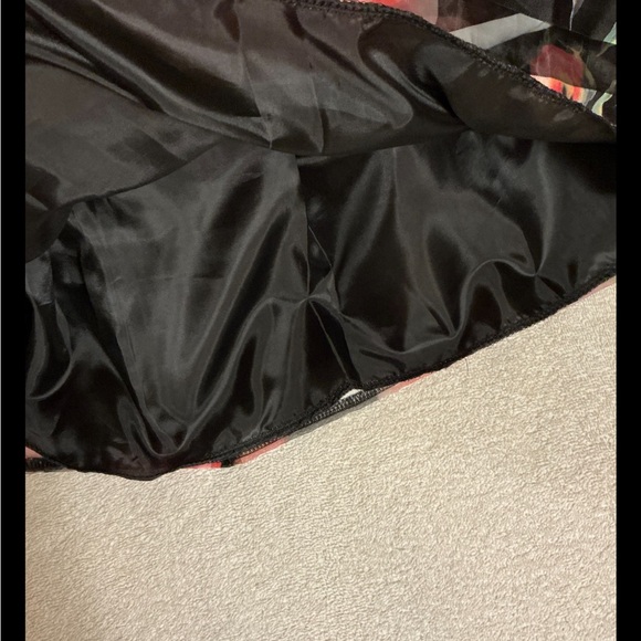 Ko Ko Ailis Stunning Floral Flared Pleated Sheer Black Pink boho Mini Skirt SzSm - Picture 5 of 11